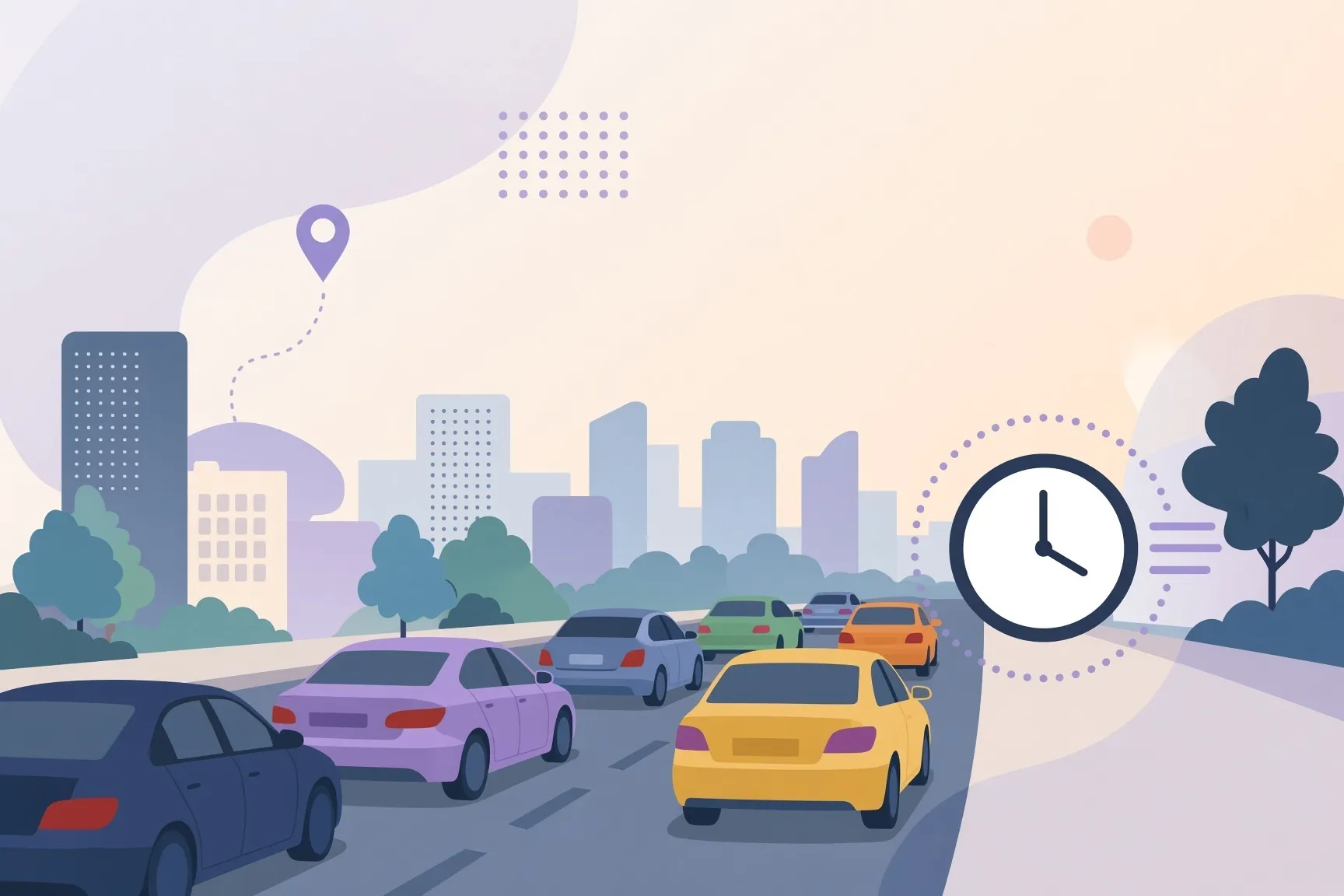 Illustration of slow traffic being metered as wait time